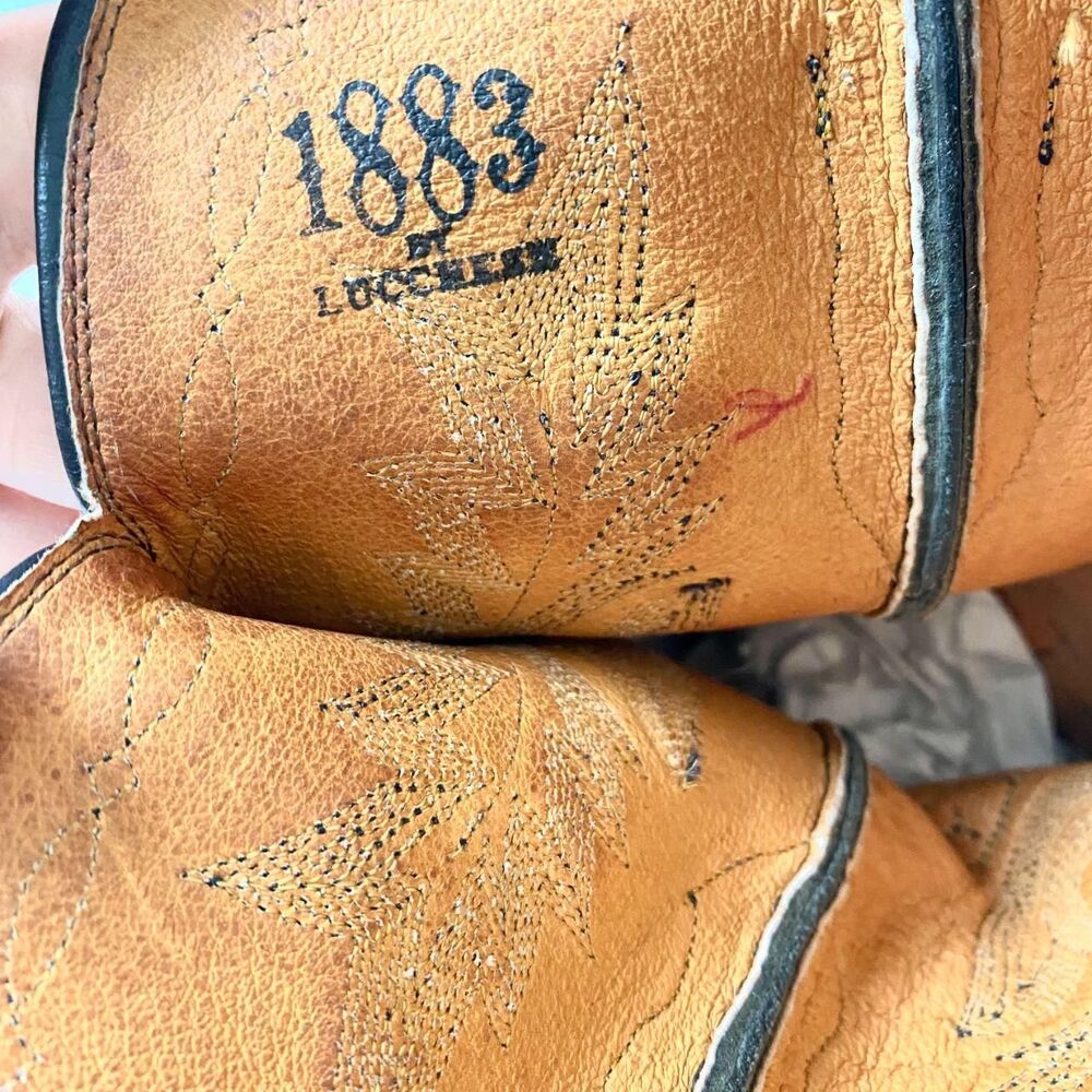1883 by Lucchese Black Leather Sharp Snip Toe Western Cowgirl Boots Size US 6.5 - Picture 8 of 9
